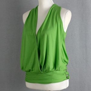 Adam Lippes Green Plunging V Neck Halter Sleeveless Top